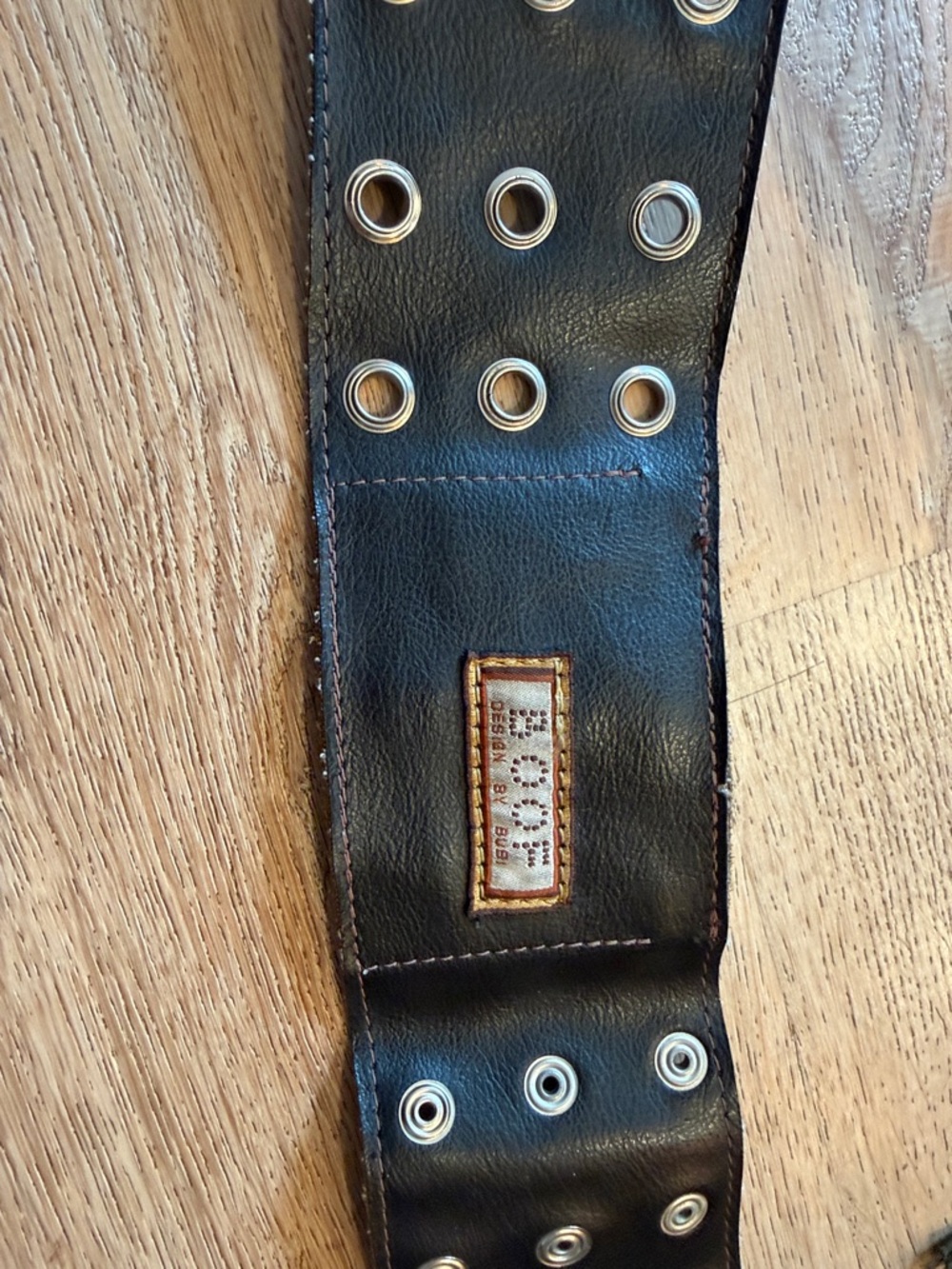 Brown Leather Studded Hip Festival Belt - Picture 3 of 4